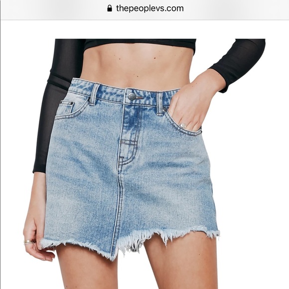 The People Vs. Dresses & Skirts - The People Vs. JANET MINI Denim SKIRT - THRASHED INDIGO Size S